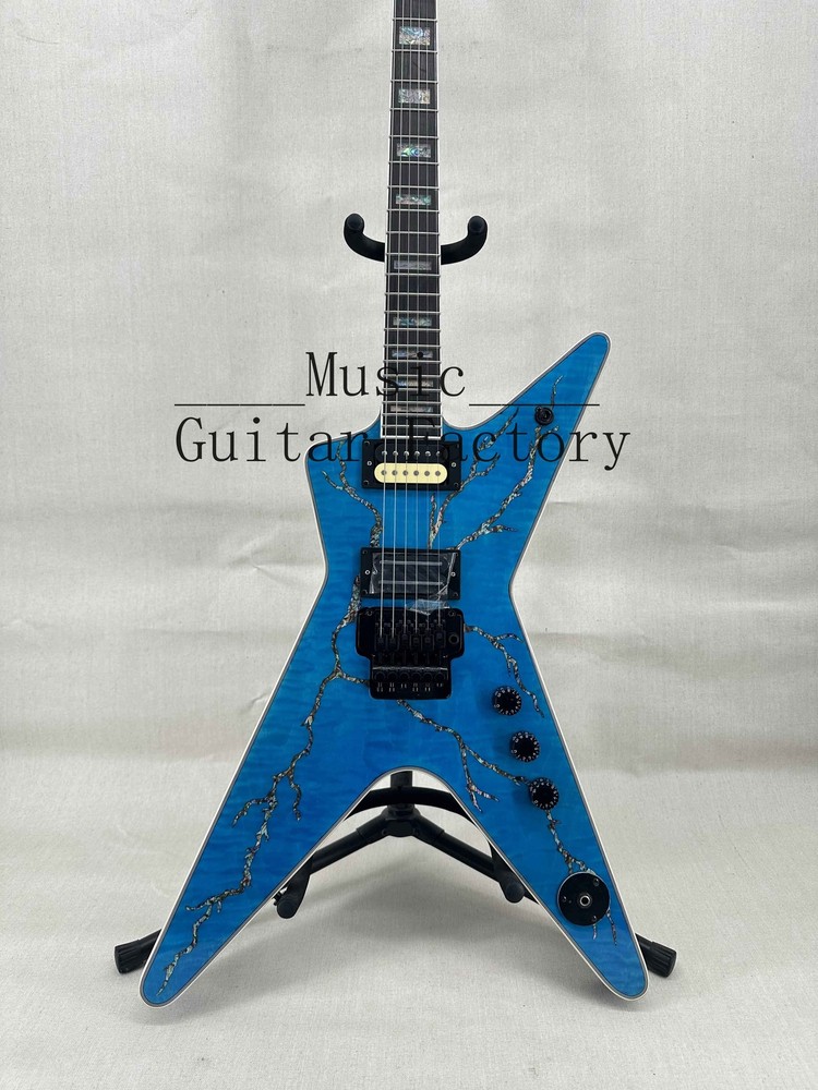 Custom Shop Blue Wash Burn Dimebag Electric Guitar Solid Floyd Rose Black Part