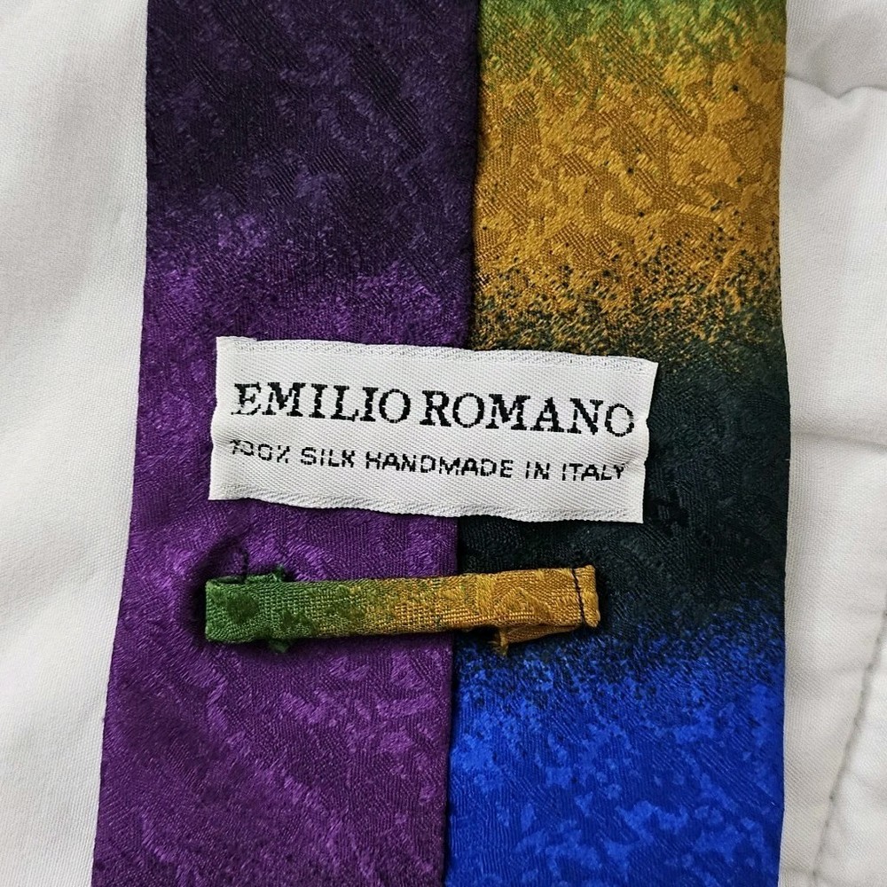 Emilio Romano Mens Silk Tie Modern Art Geometric Abstract Necktie Made In Italy