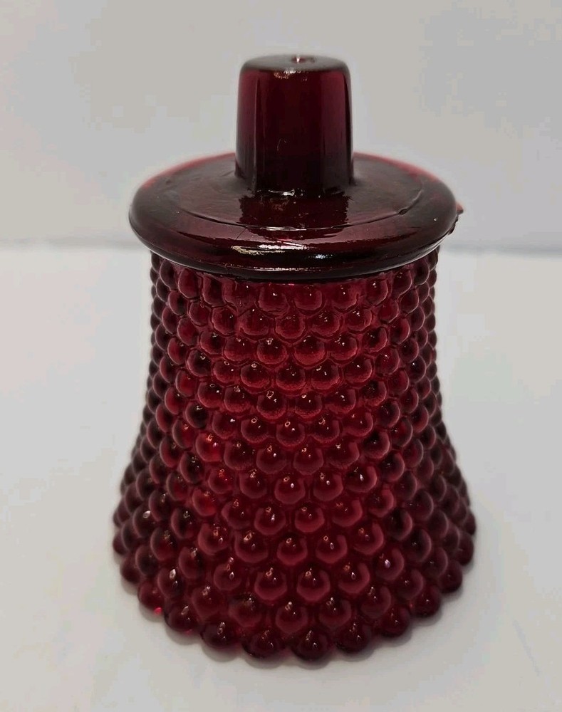 Vintage Red Glass Hobnail Bubble Votive Peg Candle Holders Tealight