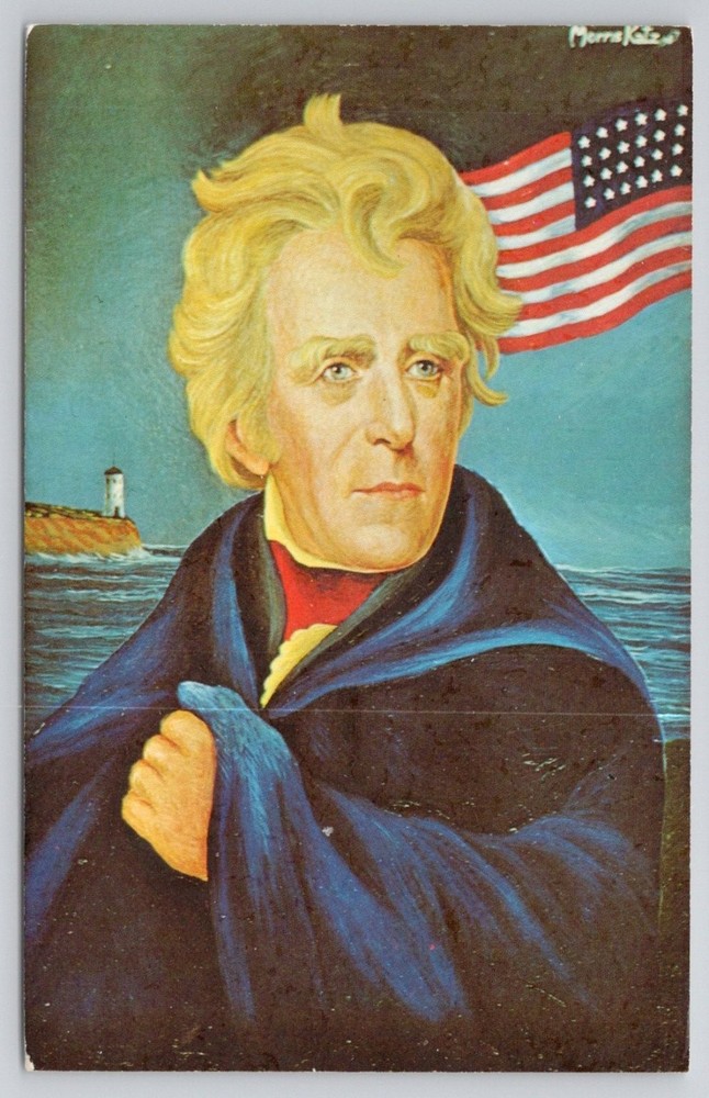 Andrew Jackson 7th US President Morris Katz Oil Painting Postcard 1967