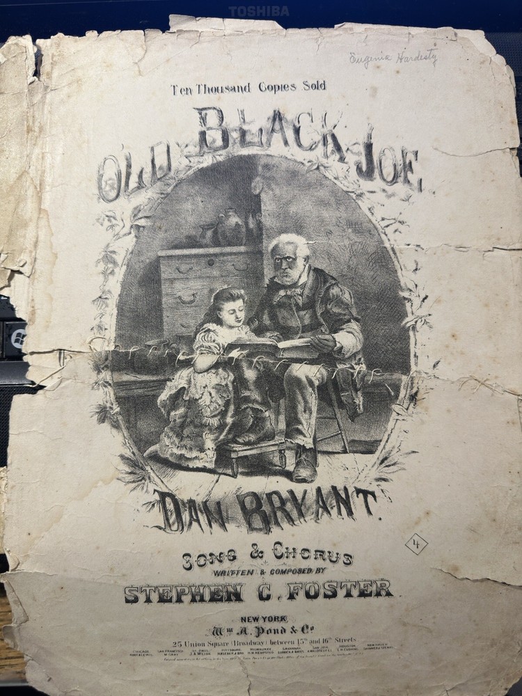 H 1860 Stephen Foster Sheet Music OLD BLACK JOE