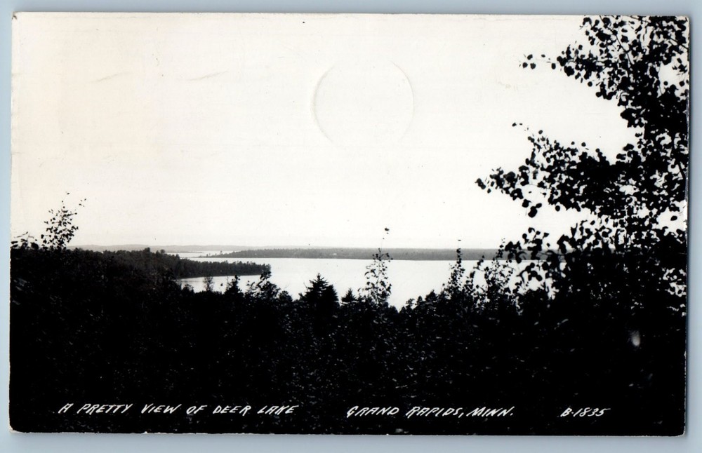 c1930's View Of Deer Lake Grand Rapids Minnesota MN RPPC Photo Vintage Postcard