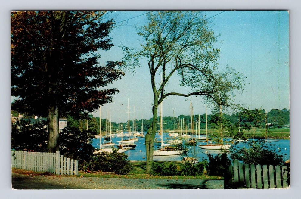 CT-Connecticut, Harbor View along Coastline, Antique Vintage Souvenir Postcard