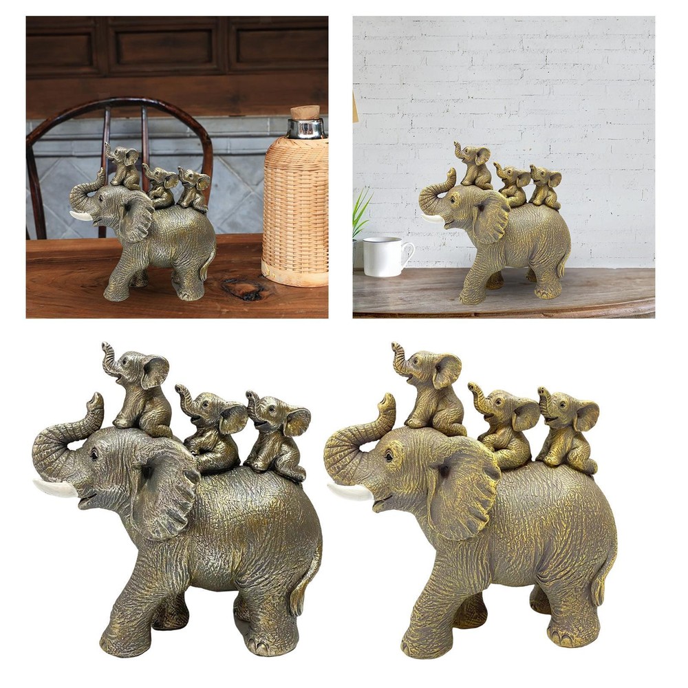 Creative Elephant Statue Collectable Table Resin Sculpture Craft Animal Figurine