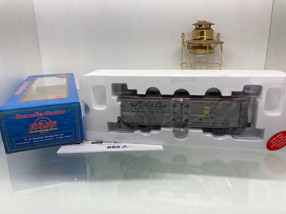 695 Atlas 40' Wood Refrig. Car Nash Food Products Plastic O Gauge 3 Rail