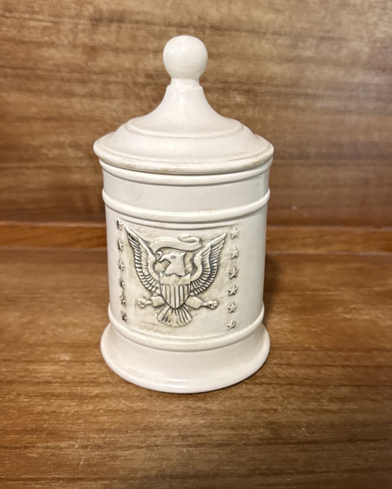 Vintage American Bald Eagle Kitchen Canister Vintage Ceramic With Lid - Sugar