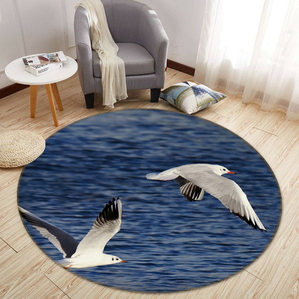 3D Sea White Seagull Non-Slip Rug Mat Elegant Photo Carpet for Home Decor