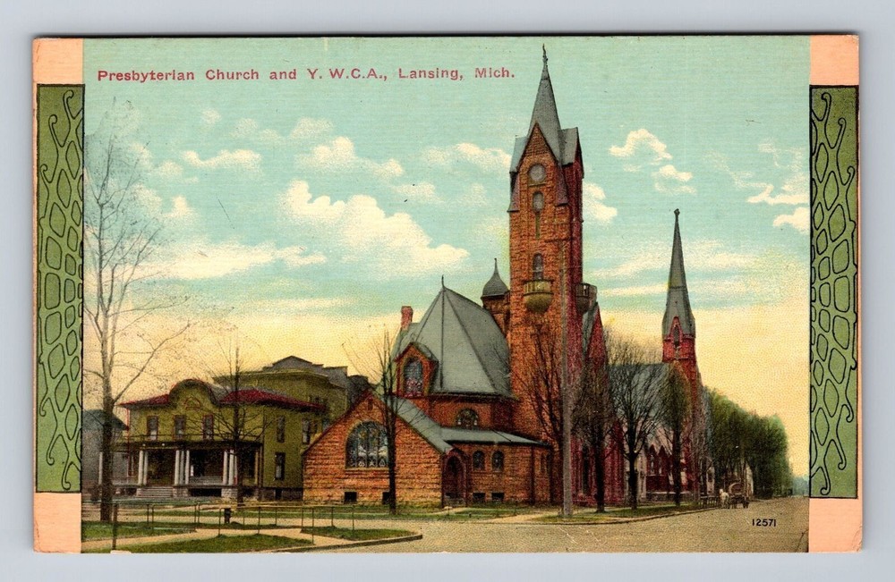 Lansing MI-Michigan, Presbyterian Church, Y.W.C.A Bldg. Vintage Postcard