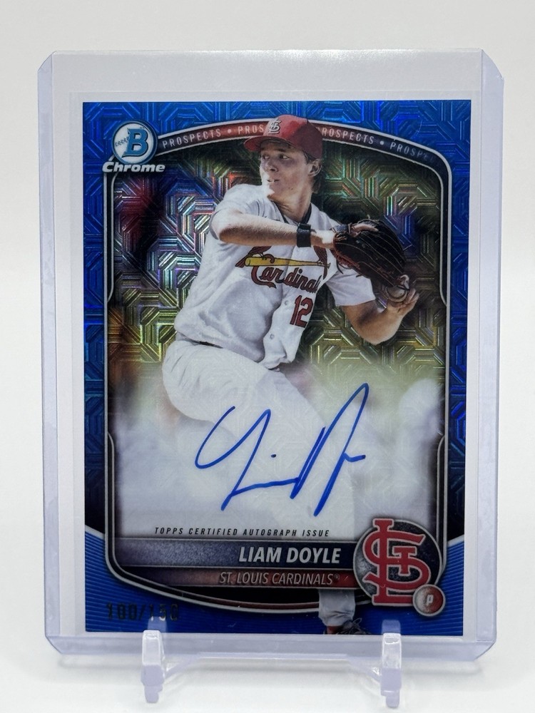 2025 Bowman Draft Mega Liam Doyle 1st Mojo Blue Refractor Auto /150!! Cardinals