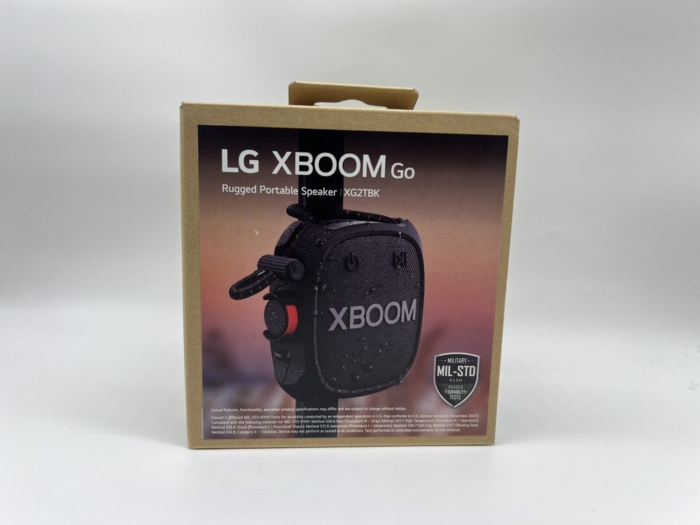 LG XBOOM Go Rugged Portable Speaker, Stereo Sound, XG2TBK
