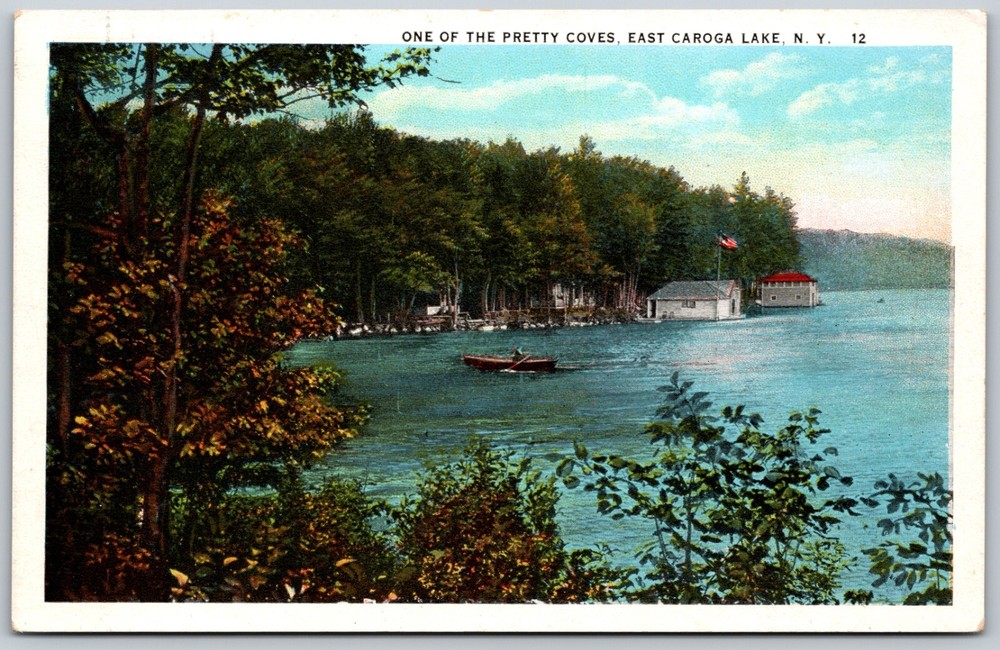 East Caroga Lake Pretty Cove New York VINTAGE Postcard 8474