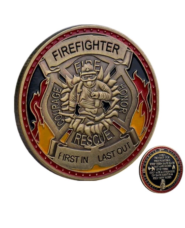 Firefighter Coin Fire Department Rescue Prayer Coin