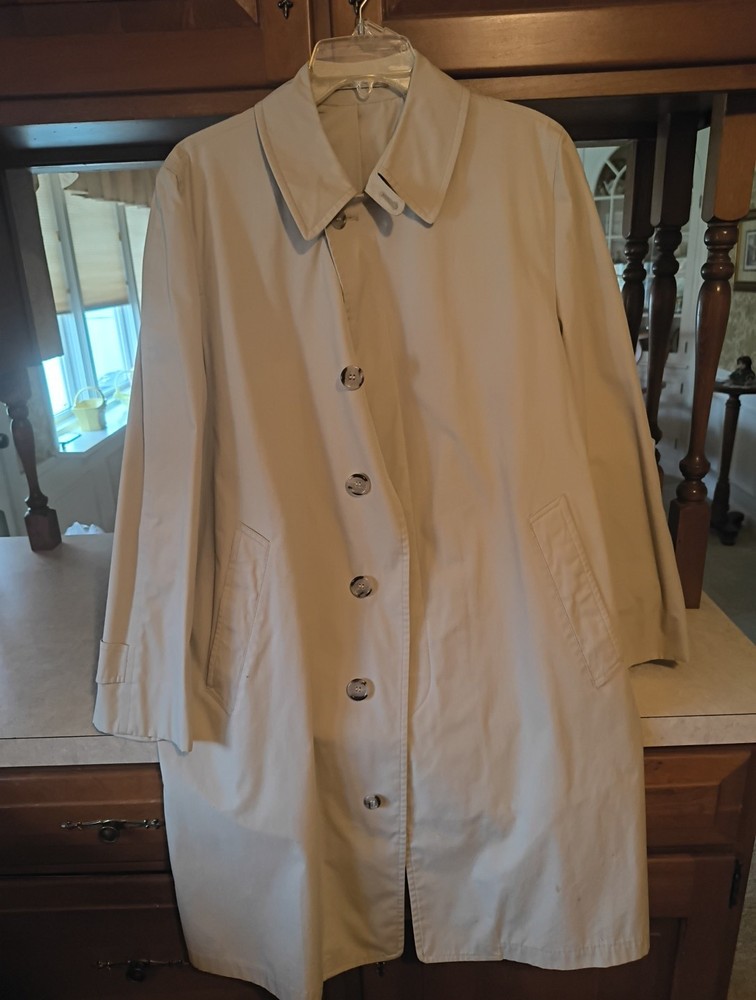 London Fog Vintage Men's Beige Size 38 Regular Button-Up Trench Coat