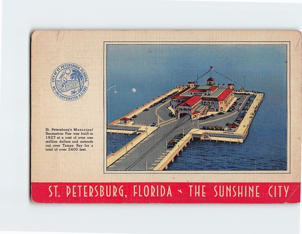 Postcard Municipal Recreation Pier St. Petersburg The Sunshine City Florida USA
