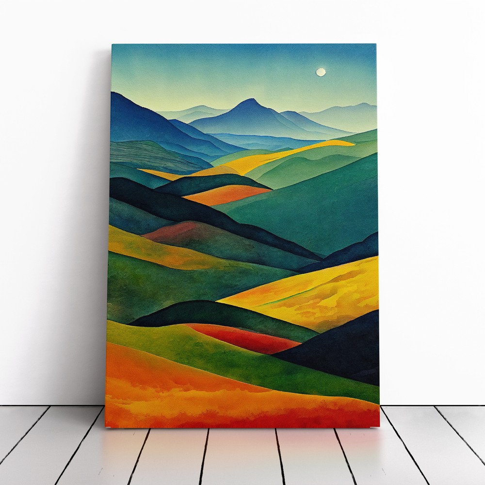 Mountain Landscape No.1 Canvas Wall Art Print Framed Picture Decor Dining Room