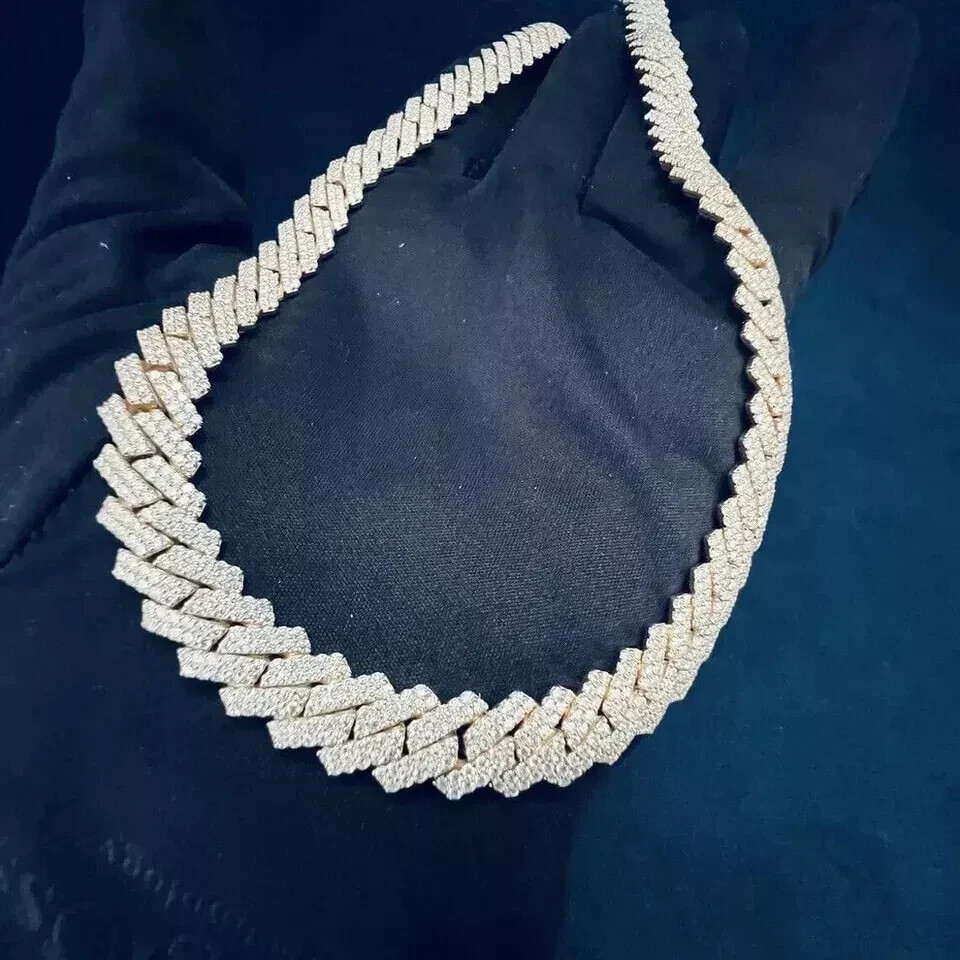 12mm Lab-Grown Diamond Miami Cuban Chain Necklace in 14k White Gold Plated