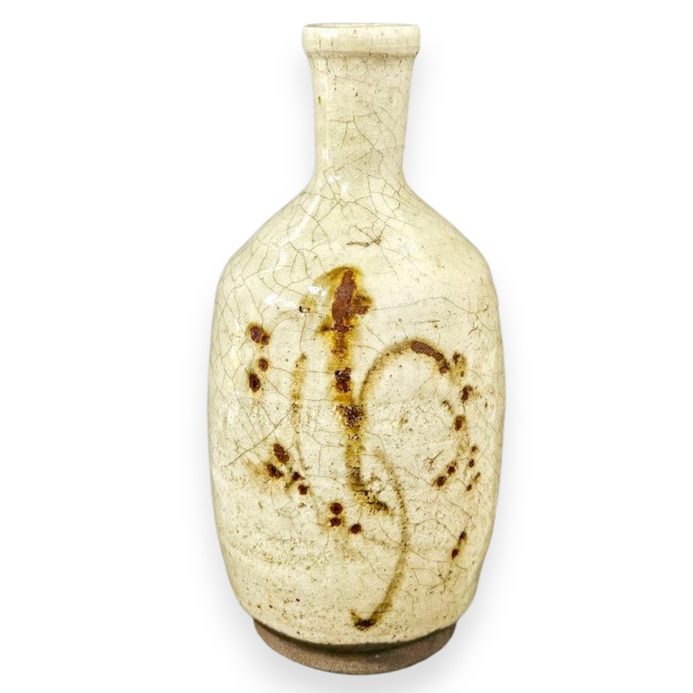 Seto Vase Edo 19th Century Japanese Antique Pottery Flower Jar Vessel 7.5 inch