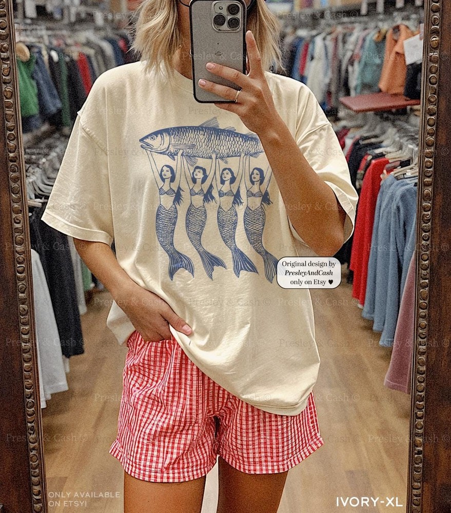 La Dolce Vita TShirt Mermaid Sardine Shirt Vintage Tinned Fish Shirt