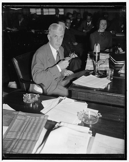 Before National Monopoly Committee,Harold Stanley,testifying,Washington DC,1938