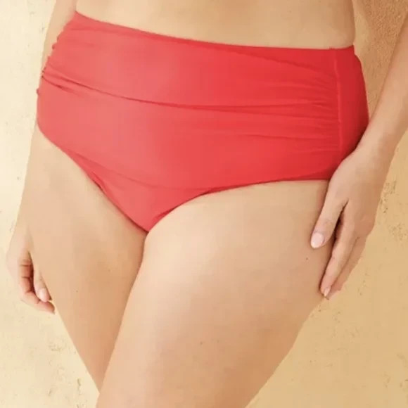 Women's Shirred High Waist Full Coverage Bikini Bottom - Shade & Shore Bright M
