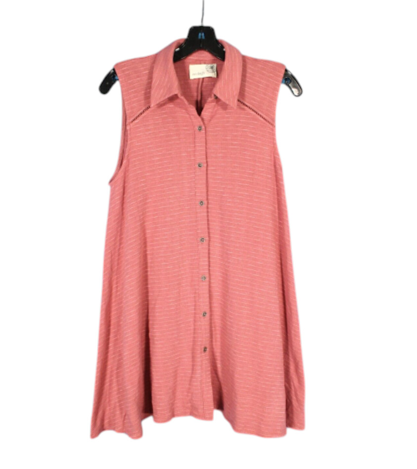 DELETTA Anthropologie SLEEVELESS Mauve BUTTON-UP Swing Knit IPOMOEA TUNIC TOP S