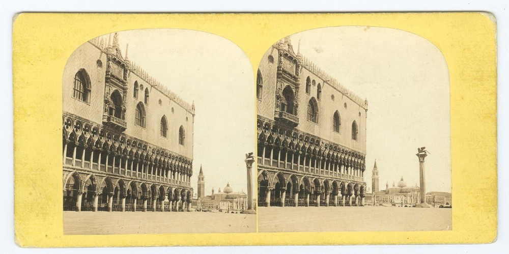 D1411~ ITALY – c.1860s Palace Ducale Venice Stereoview
