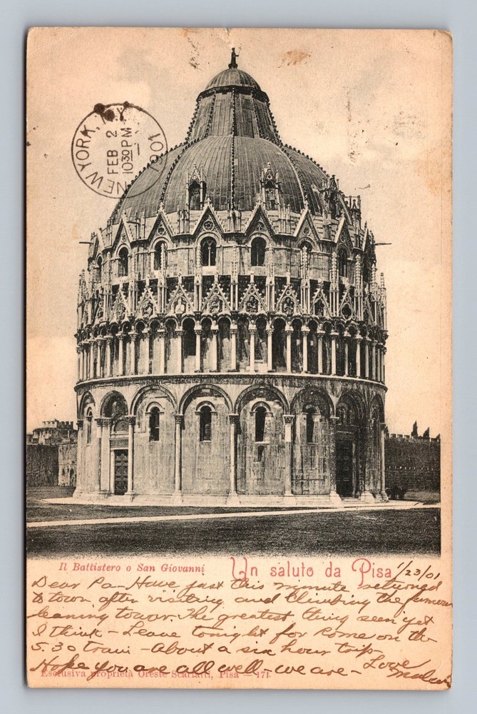 Italy- Pisa Baptistery Of San Giovanni Souvenir Postal Old PC Vintage Postcard