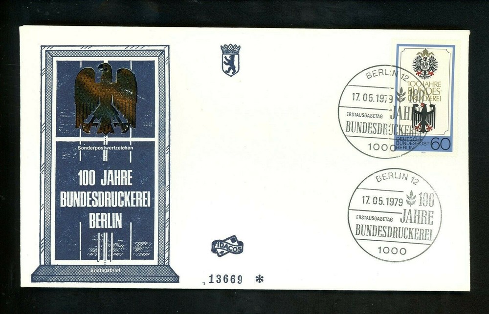 Postal History Germany FDC #9N426 Printing Bureau 1979