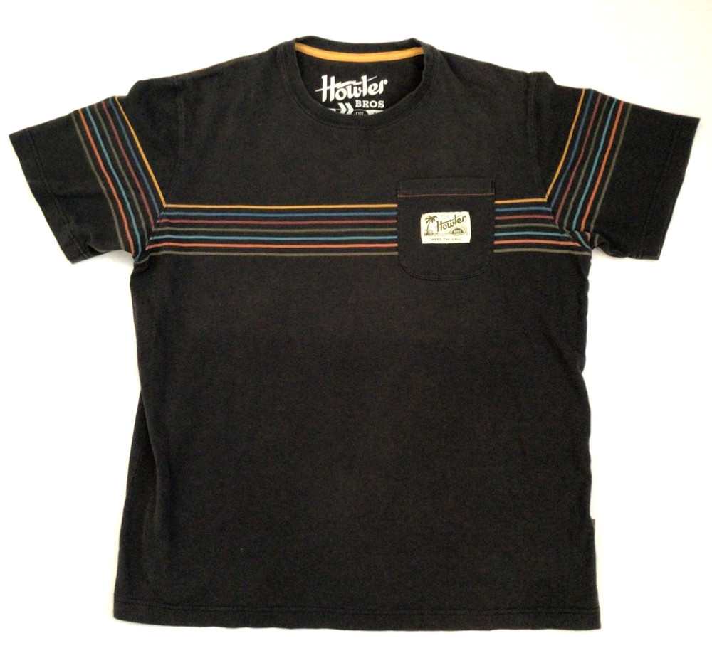 Howler Bros Pocket Tee Shirt Mens Med Striped Heed The Call Graphic T-Shirt