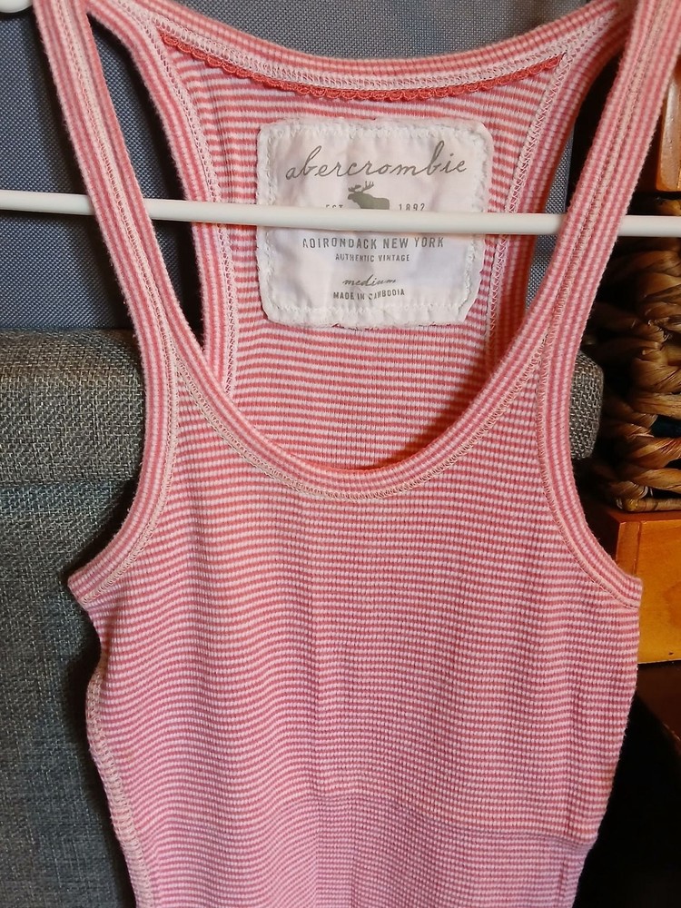 Abercrombie & Fitch Striped Ribbed Racerback Tank Top Medium