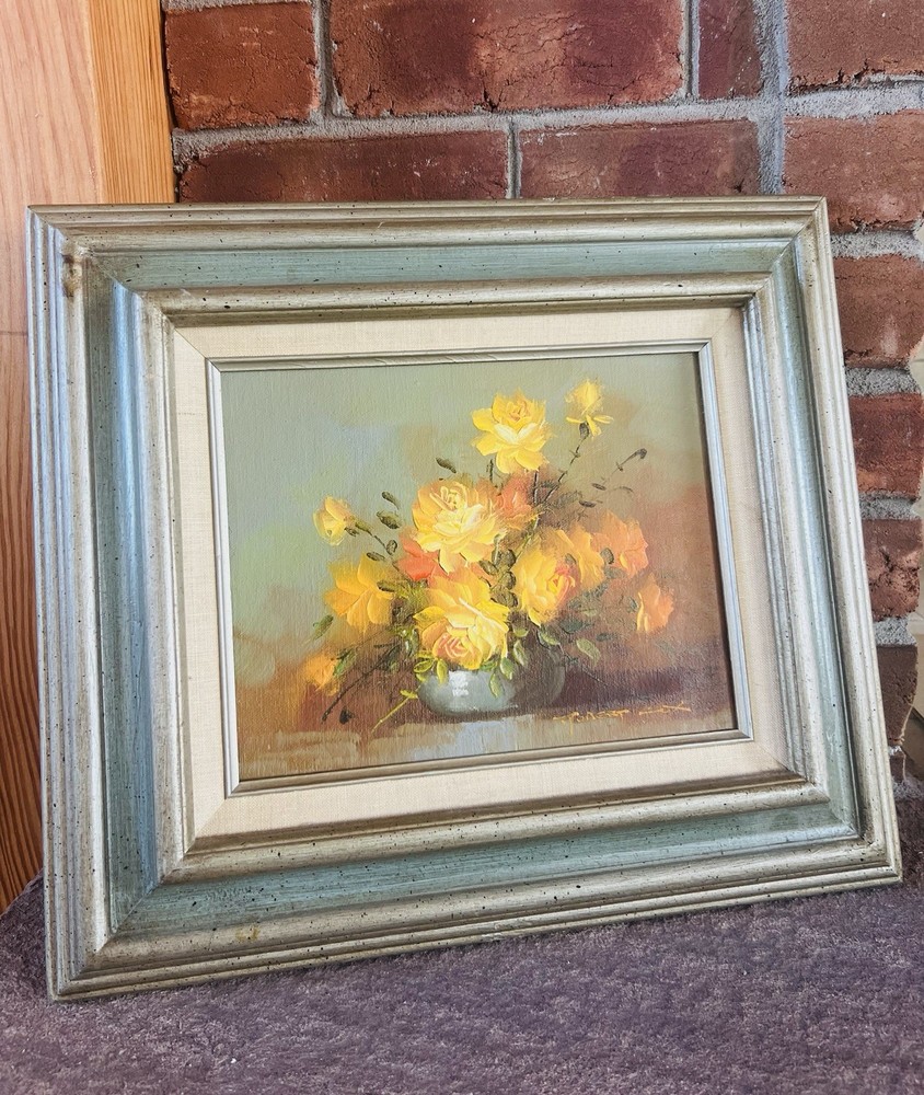 Artist Robert Cox Floral Still Life Oil On Canvas Painting Signed & Framed