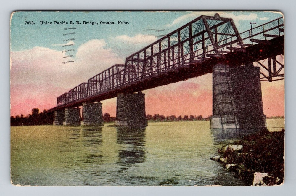 Omaha NE-Nebraska, Union Pacific R.R. Bridge, c1911 Antique Vintage Postcard