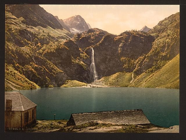 Photo:Luchon Pyrenees France Lake of O� Waterfall 1890s Photochrom