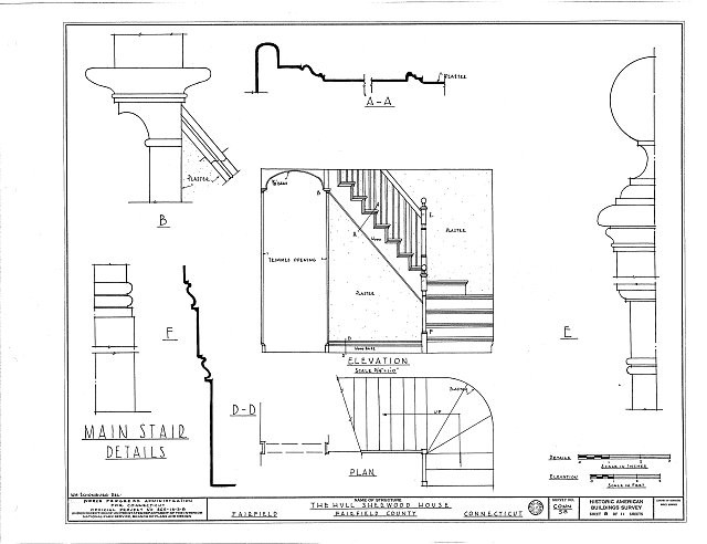 Photo:Fairfield CT Hull Sherwood House 1900s Stair Details HABS Drawing