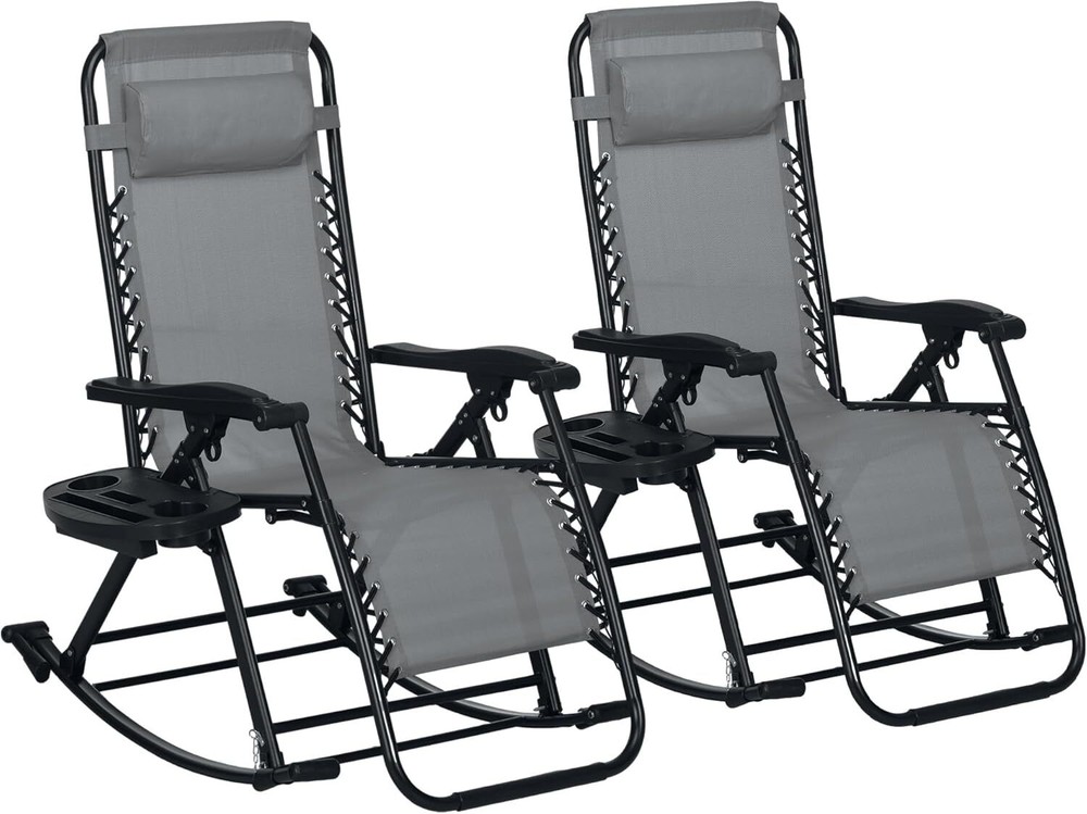 2-Piece Foldable Zero Gravity Reclining Rocker for Outdoor Lounging