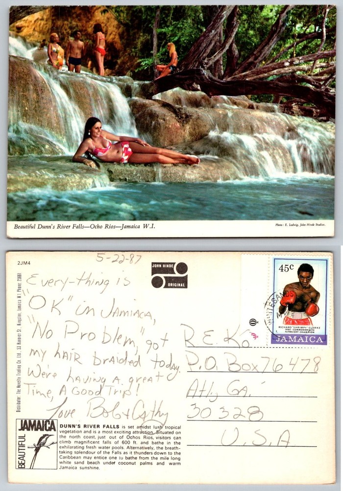 Dunn's River Falls Ocho Rios Jamaica 1987 John Hinde Postcard Vintage