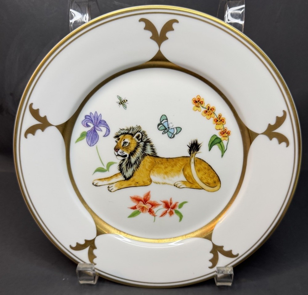 Retired Lynn Chase Cats Jungle Lion w/ Butterfly Salad Plate