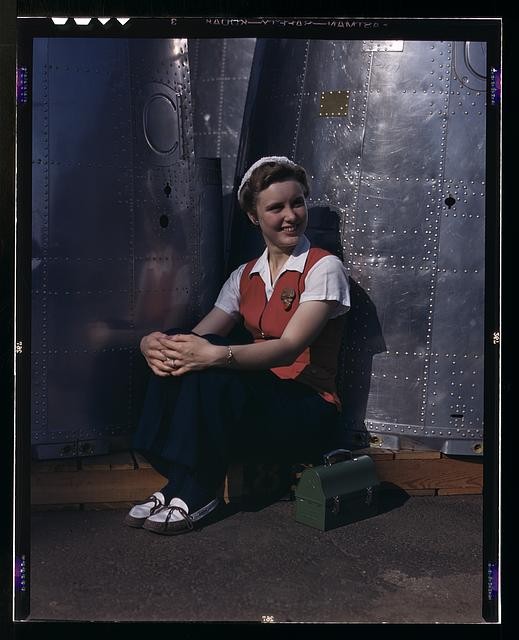 Long Beach California 1942 Douglas Aircraft Worker Rest Nacelle Parts Assembly