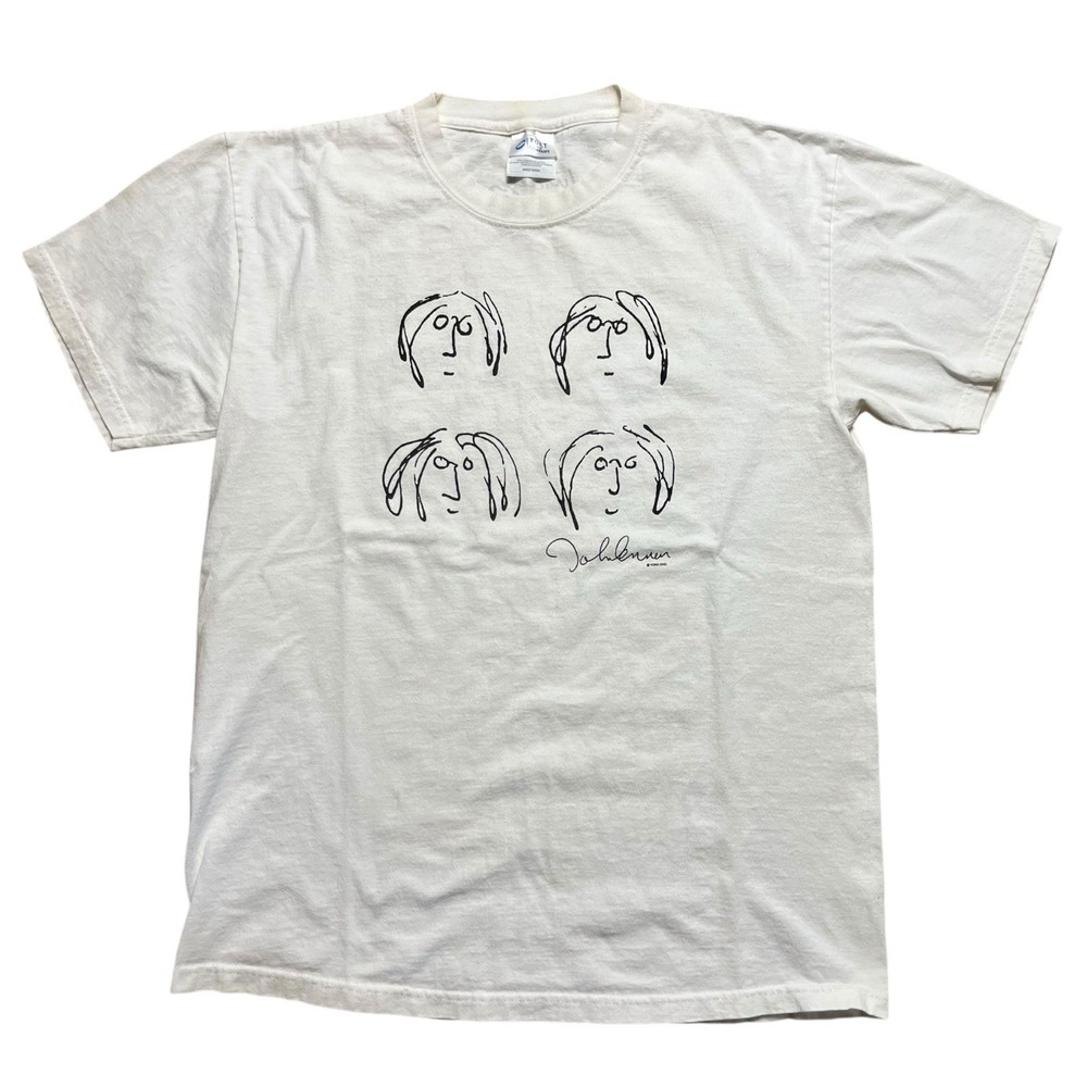 Vintage John Lennon Drawings T Shirt Imagine Rare Medium Yoko Ono White