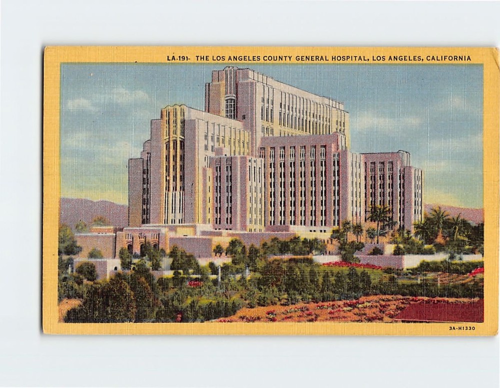 Postcard Los Angeles County General Hospital Los Angeles California USA