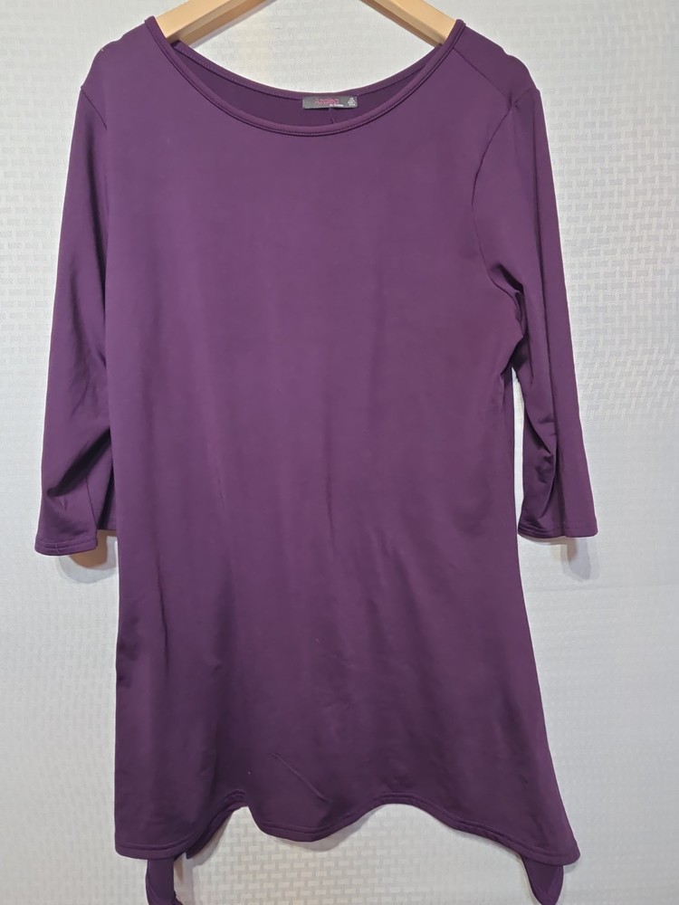 Azalea by Firmiana Women’s 1X Purple Tunic Top 3/4 Sleeve Stretch...