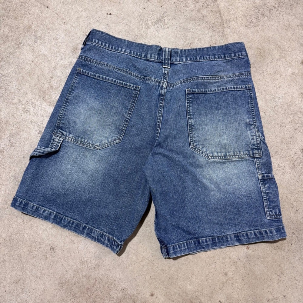 Vintage Y2K Denim Carpenter Shorts Jorts Mens 34 Blue Utility Pockets