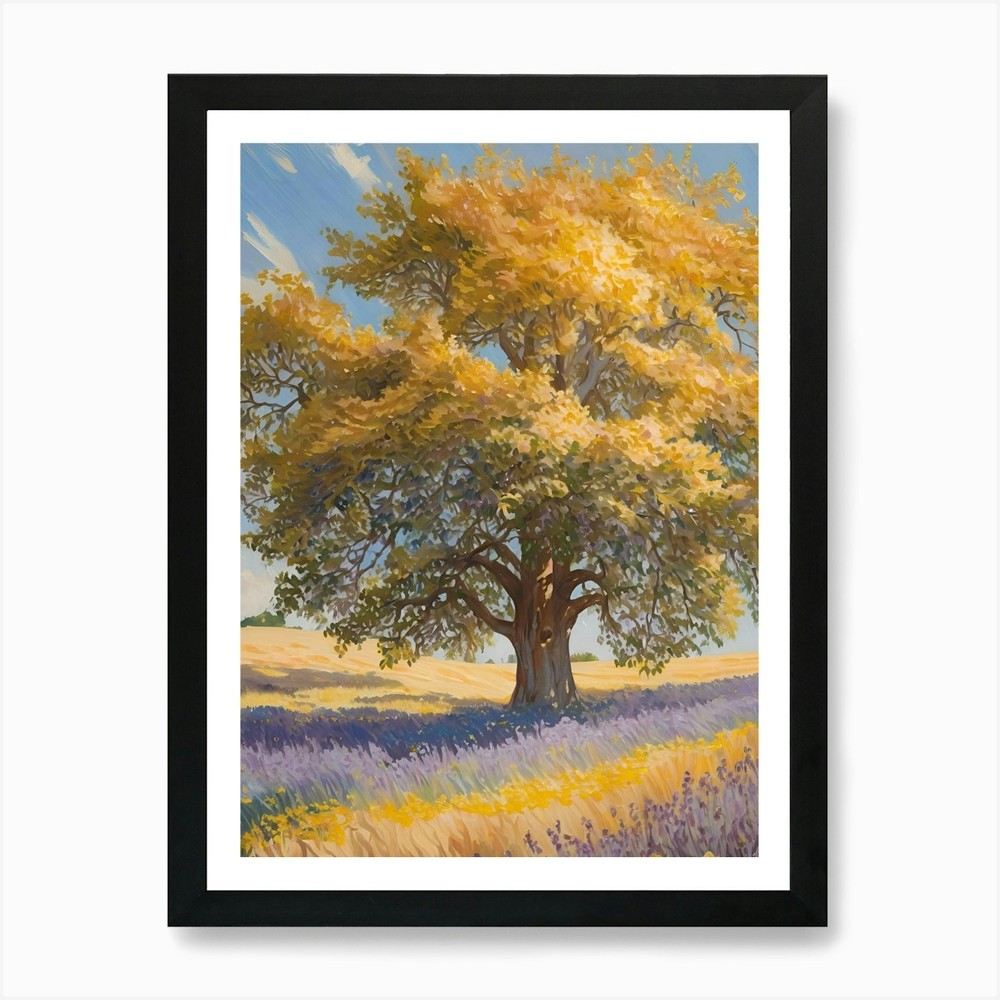 Tree in a Field 3 Framed Canvas Wall Art Print Picture