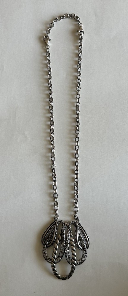 Vtg Carolyn Pollack Relios Sterling Silver Rope Pendant Enhancer Necklace 32.8g