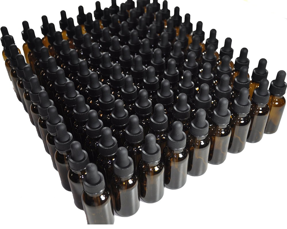 ™ 1oz Amber Glass Dropper Bottles (30mL) with Tapered Glass Droppers - Pack o...
