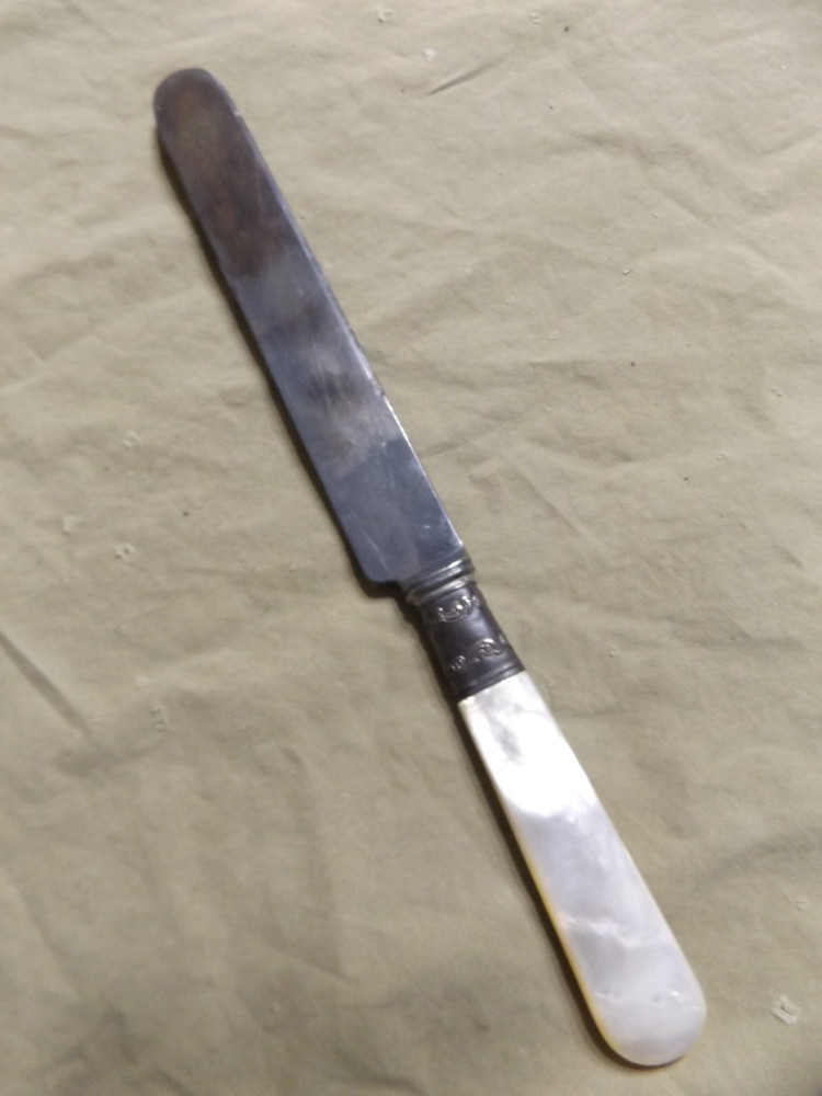 Antique 19th C Cutlery Knife Mother of Pearl Handle Signed J C Callowell Phila.