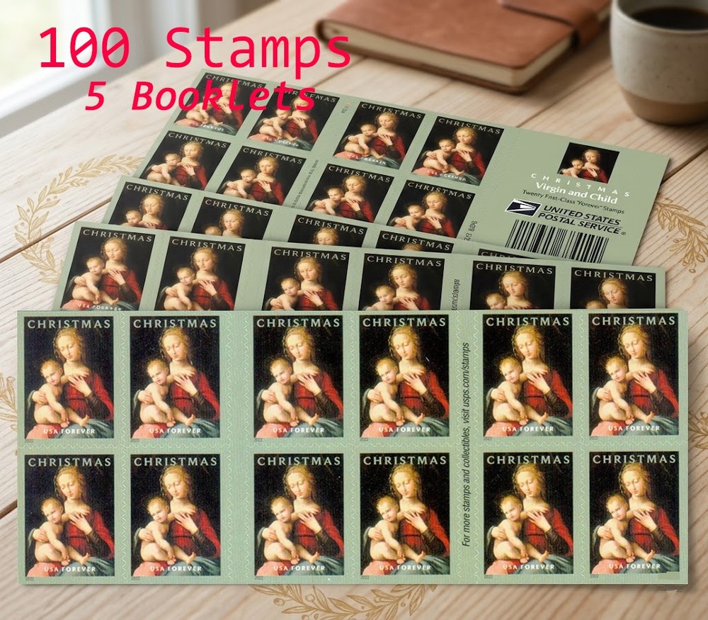 2022 USPS Virgin & Child Christmas – 5 Booklets, 100 Stamps MNH Scott #5721