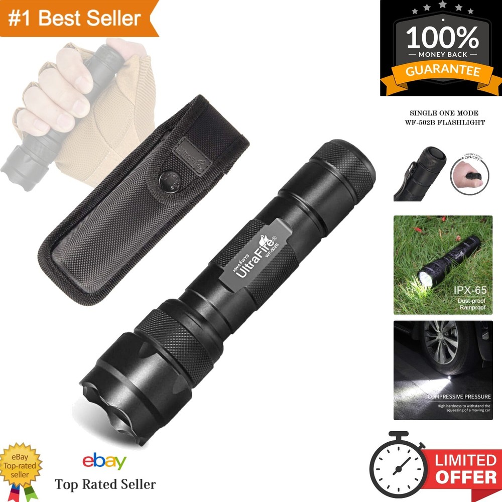 Rugged 1000-Lumen Waterproof LED Flashlight for Outdoor Camping Hiking