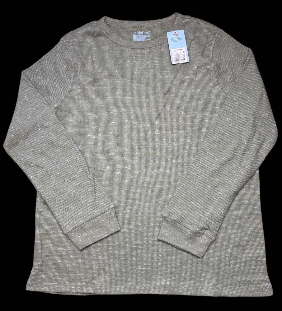 Cat And Jack Boys Long Sleeve Shirt Size L 10/12 Husky Olive Green