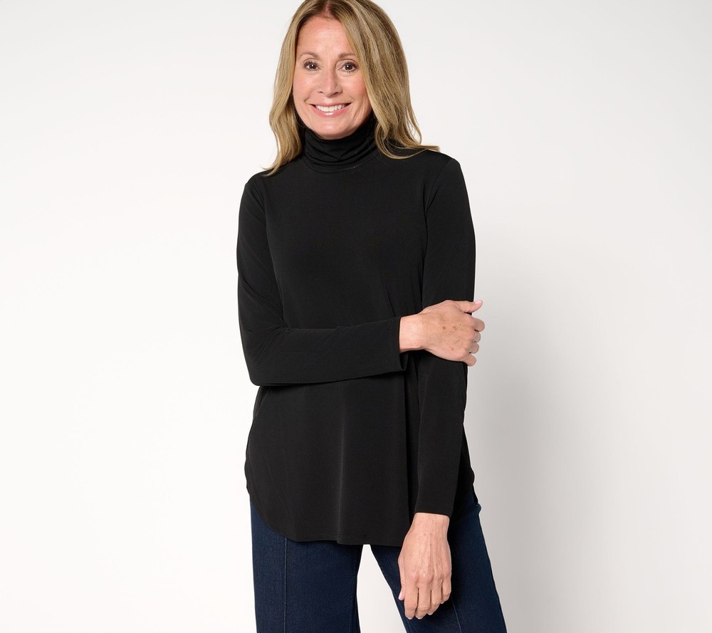 Susan Graver Women's Top Petite PXS Essentials Liquid Knit Black A703208